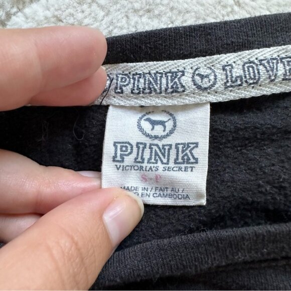 Victoria's Secret PINK | Black "LOVE PINK" Pullover Sweater | Size Small - Picture 6 of 9